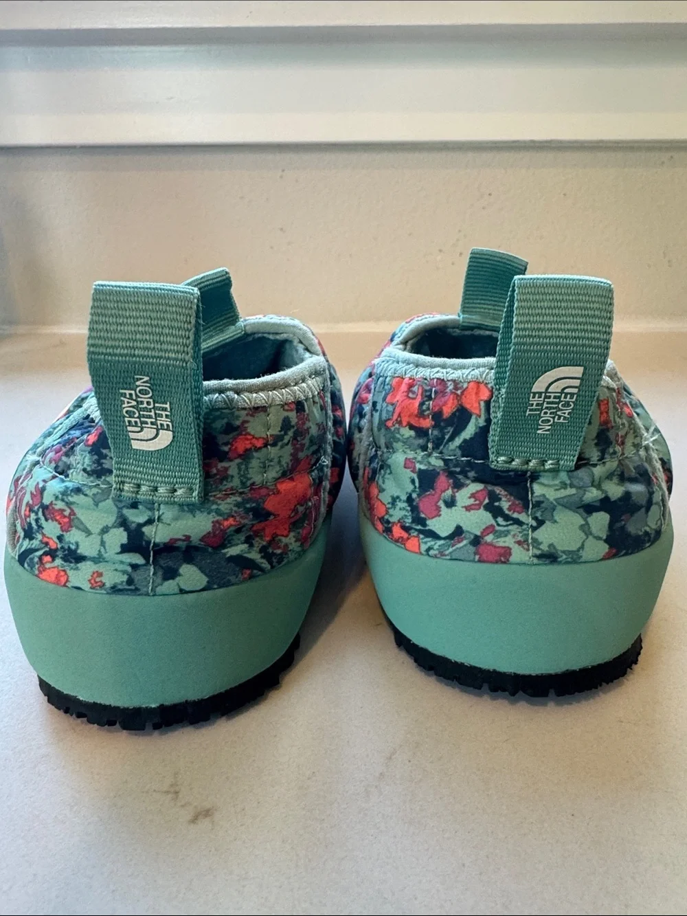 The North Face Kids Teal Slip-On Quilted Floral Slippers